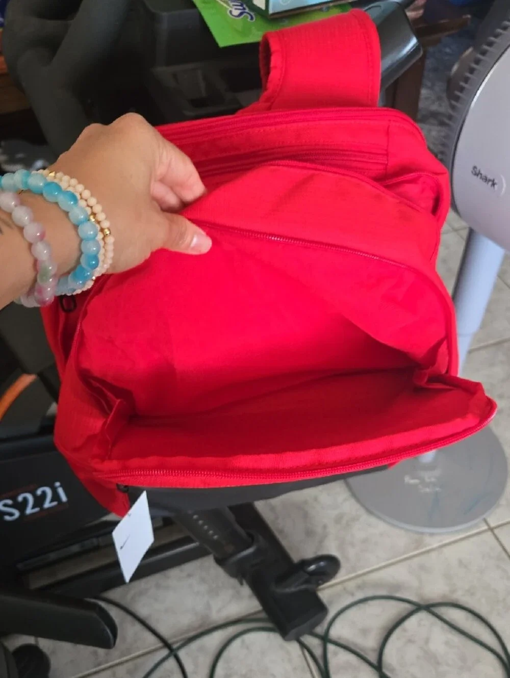 Nike Red and Gray Men's Backpack with White Swoosh